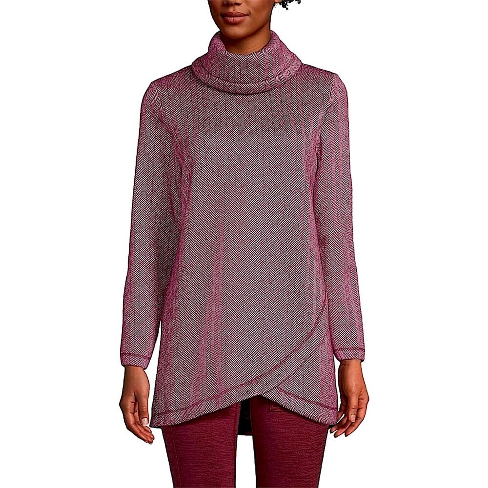 LANDS' END Women's Burgundy Fleece Tunic Pullover‎ Sweatshirt XS 2-4